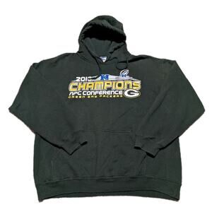 GREEN BAY PACKER Pull Over Hoodie Mens Large 2010 CHAMPIONS NFC Gildan